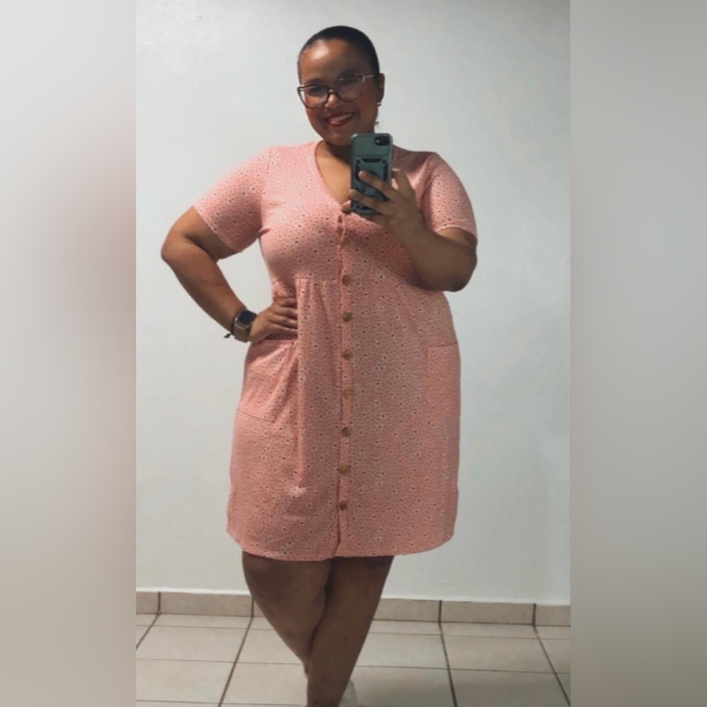 Pink print short Dress
